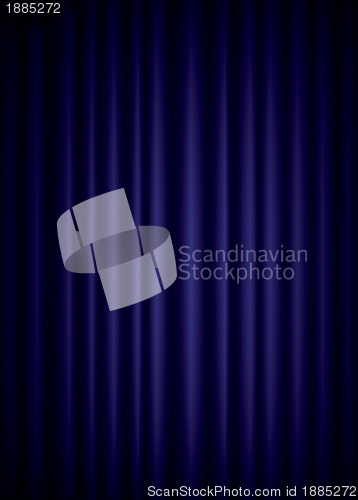 Image of Closed blue theater silk curtain background with wave, EPS10