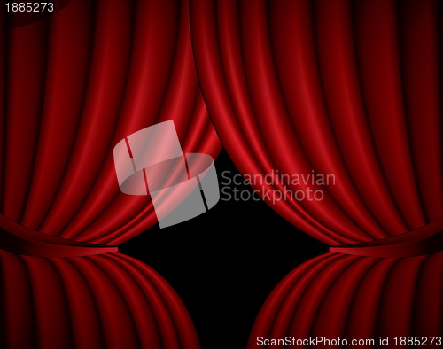 Image of Red theater silk curtain background with wave, illustration