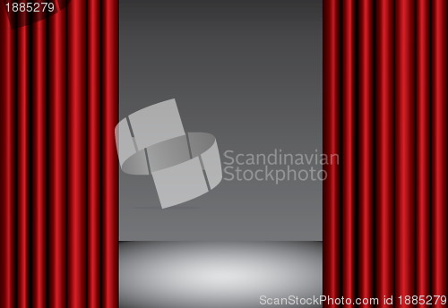 Image of Red theater silk curtain background with wave, EPS10