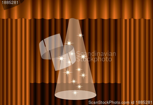 Image of Gold theater curtain with spotlight on stage, EPS10