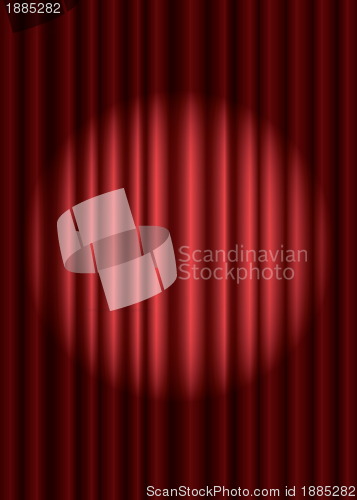 Image of Closed red theater curtain with spotlight in the center, EPS10