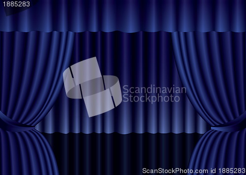 Image of Blue theater silk curtain background with wave, EPS10