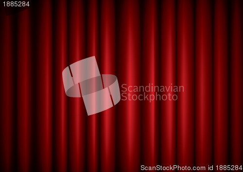 Image of Closed red theater silk curtain background with wave, EPS10