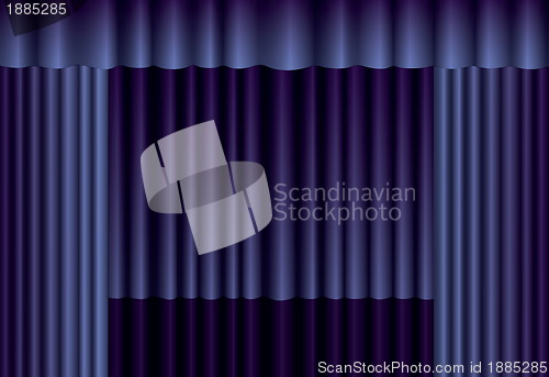 Image of Blue theater silk curtain background with wave, EPS10