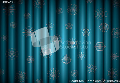 Image of Christmas blue curtain background with snowflakes, EPS10