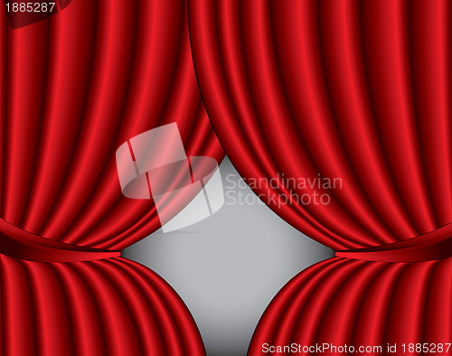 Image of Red theater silk curtain background with wave, EPS10