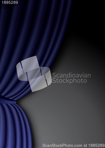 Image of Blue theater silk curtain background with wave, EPS10