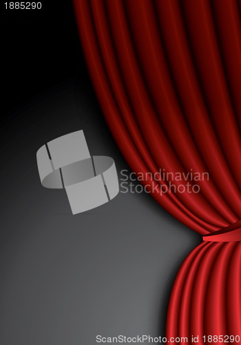 Image of Red theater silk curtain background with wave, EPS10