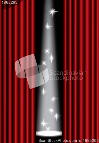 Image of Red theater curtain with spotlight on stage, EPS10