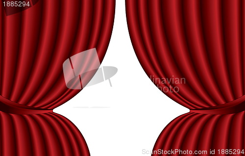 Image of Red theater silk curtain background with wave, EPS10