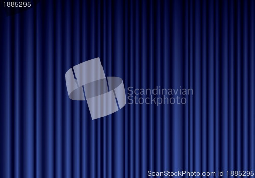 Image of Closed blue theater silk curtain background with wave, EPS10