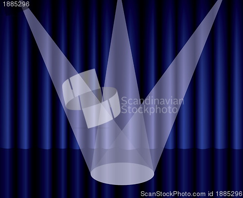 Image of Blue theater curtain with spotlight on stage, EPS10