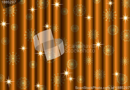 Image of Christmas gold curtain background with snowflakes, EPS10