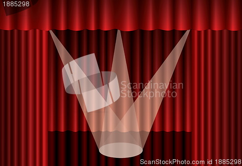 Image of Red theater curtain with spotlight on stage, EPS10