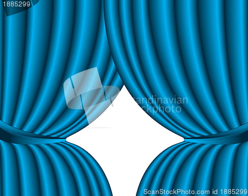 Image of Blue theater silk curtain background with wave, EPS10