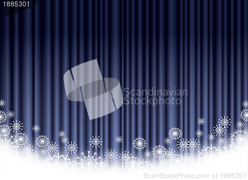 Image of Christmas blue curtain background with snowflakes, EPS10