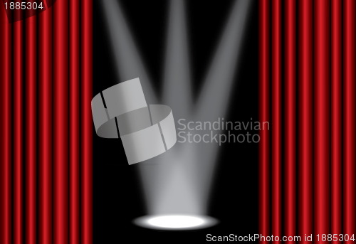 Image of Red theater curtain with spotlight on stage, EPS10