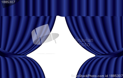 Image of Blue theater silk curtain background with wave, EPS10