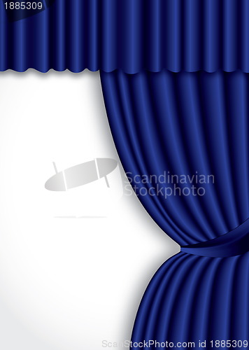 Image of Blue theater silk curtain background with wave, EPS10