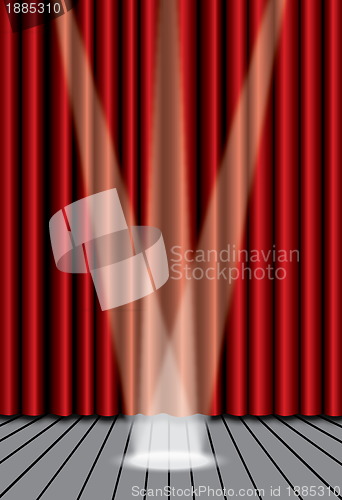 Image of Red theater curtain with spotlight on stage, EPS10