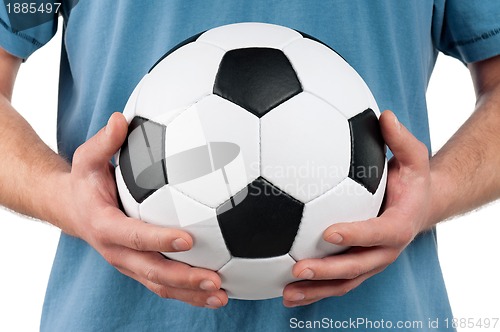 Image of Man with classic soccer ball