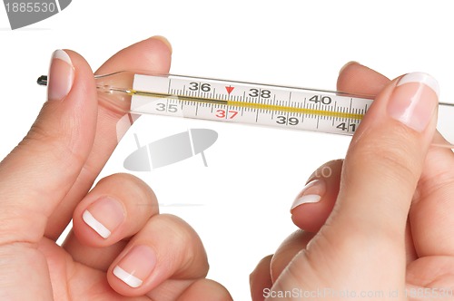 Image of Hand with thermometer