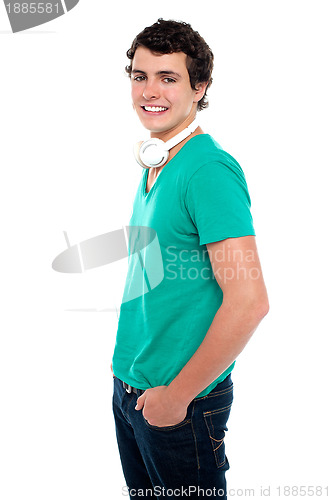 Image of Side view, profile shot of smart casual guy