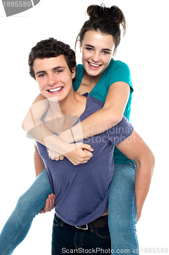 Image of Cheerful and fun loving couple having great time