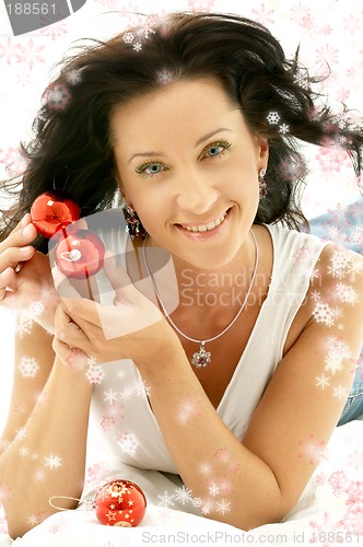 Image of christmas smile with snowflakes