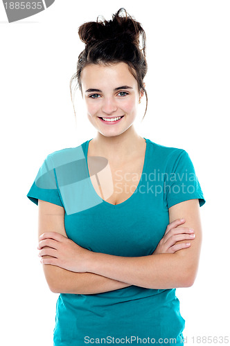 Image of Beautiful casual girl posing confidently