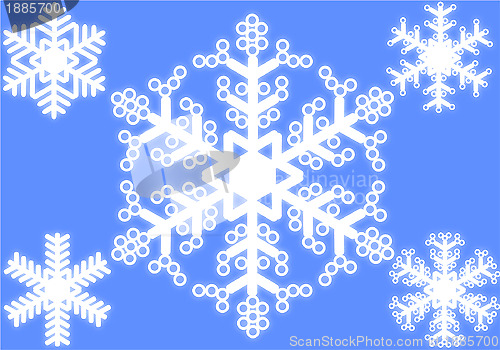 Image of set of white snowflakes