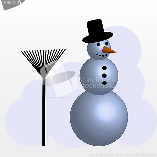 Image of snowman with broom