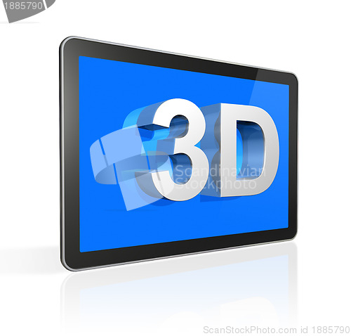 Image of 3D television screen with 3D text
