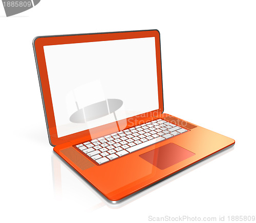 Image of orange Laptop computer isolated on white