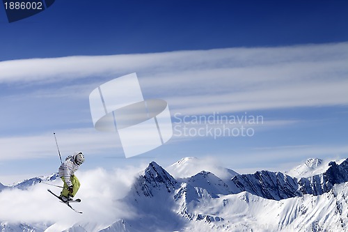 Image of Freestyle ski jumper with crossed skis