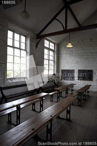 Image of interior of an old classroom