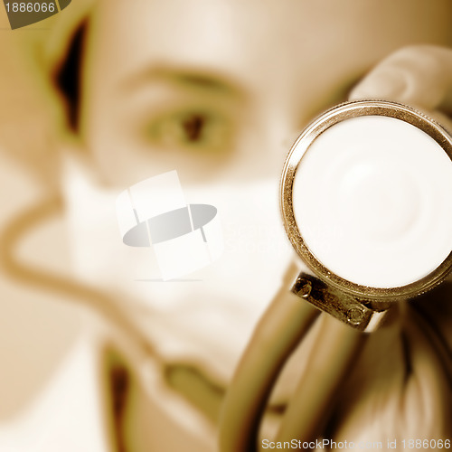 Image of Portrait of a young doctor with stethoscope.