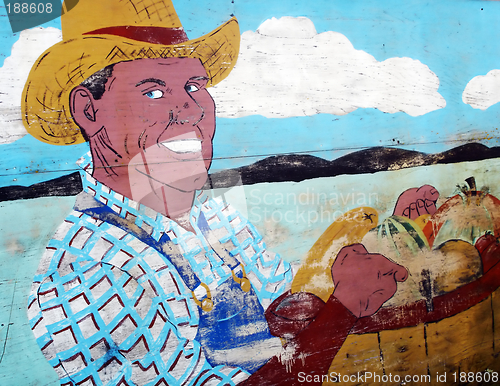 Image of Man carrying basket of apples - EDITORIAL