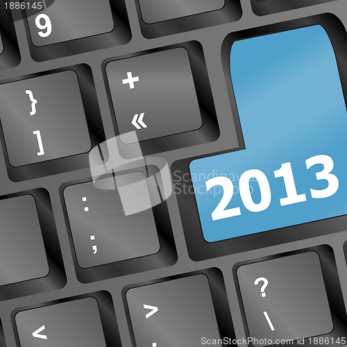 Image of White 2013 new year keyboard button close-up