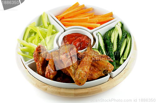 Image of Chicken Wings Platter and Vegetables