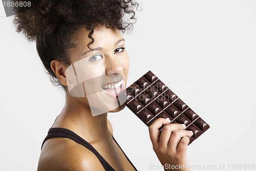 Image of Woman eating chcolate