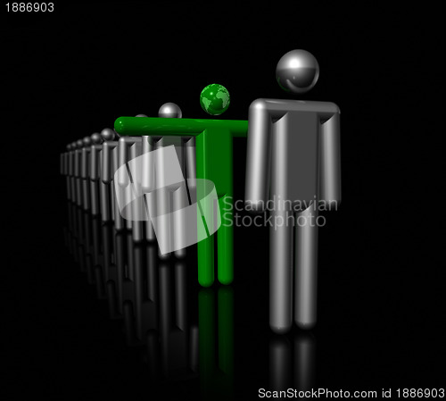 Image of 3D green man, ecology symbol