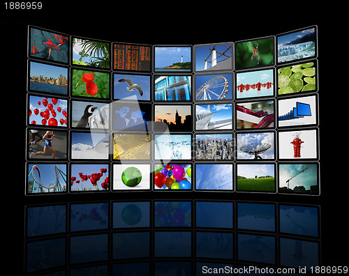 Image of Wall of flat tv screens