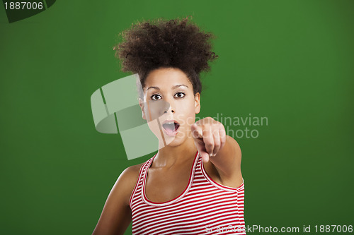 Image of African woman pointing somewhere
