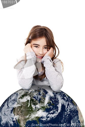 Image of Girl with the planet earth