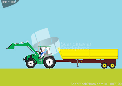 Image of Green Tractor and Trailer