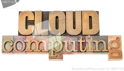 Image of cloud computing in wood type