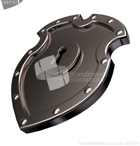 Image of metal shield with lock