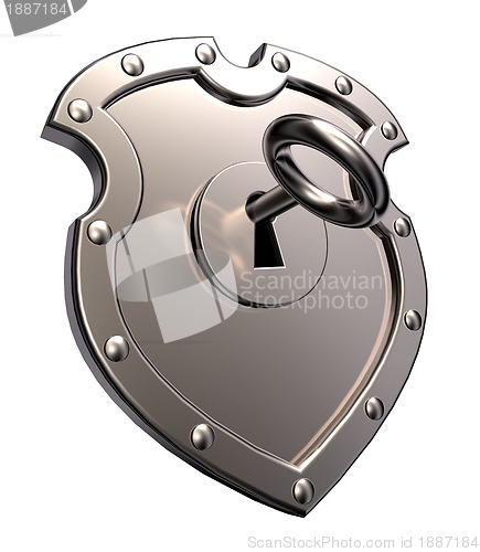 Image of metal shield with lock