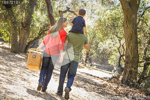 Image of Mixed Race Family Enjoy a Walk in the Park